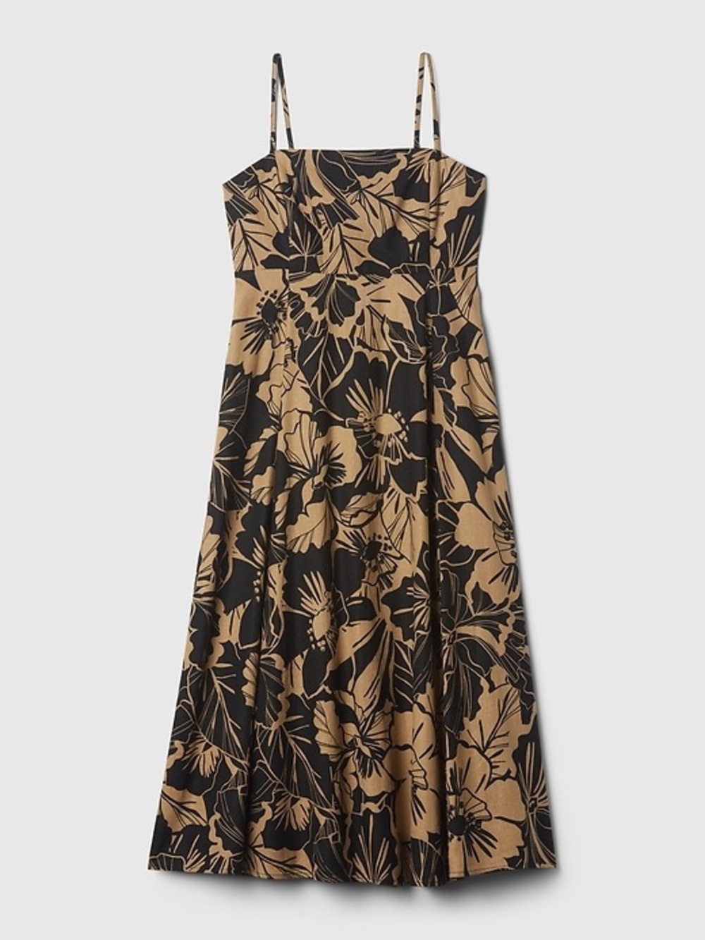 Gap linen-blend midi dress, brown & black